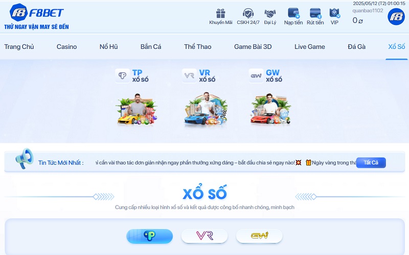 Xổ số F8bet5 – Sảnh cá cược uy tín với tỷ lệ 1 ăn 99