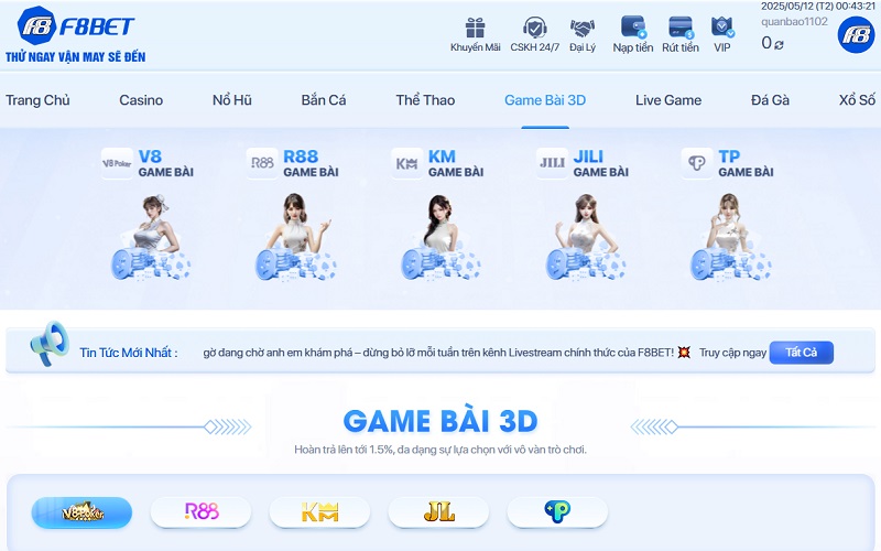 Game Bài 3D F8bet5 – Xu hướng giải trí tuyệt đỉnh